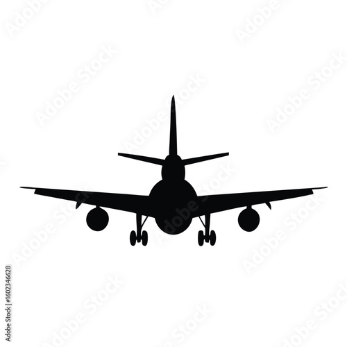 Airplane Flying in the Sky Vector Illustration Minimalist Design silhouette
