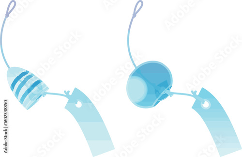 シンプルカラー・主線なしの風鈴ベクター