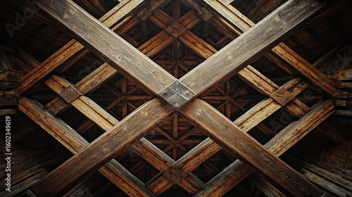 Covered bridge diagonal bracing interior wooden timber construction traditional American structural engineering cross-bracing patterns historic beams