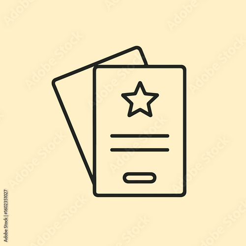Tickets with star symbol on light background in minimal style  