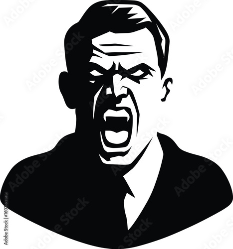 Angry Vampire Scream Vector – Horror Fanged Monster Illustration