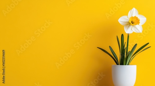 Wallpaper Mural Golden yellow backdrop makes framed daffodil stand out with bold contrast Torontodigital.ca