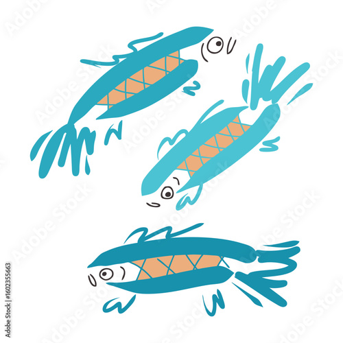 Colorful fish vector illustration isolated on white background. Aquatic animal in flat design. Perfect for logo, signboard, restaurant menu, fish market, seafood shop.
