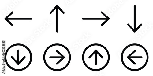 Simple Arrow Symbol Collection, Directional Icons for UI Web Design