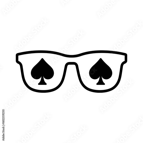 Sunglasses with spade symbol lenses icon in outline style black and white representing poker style