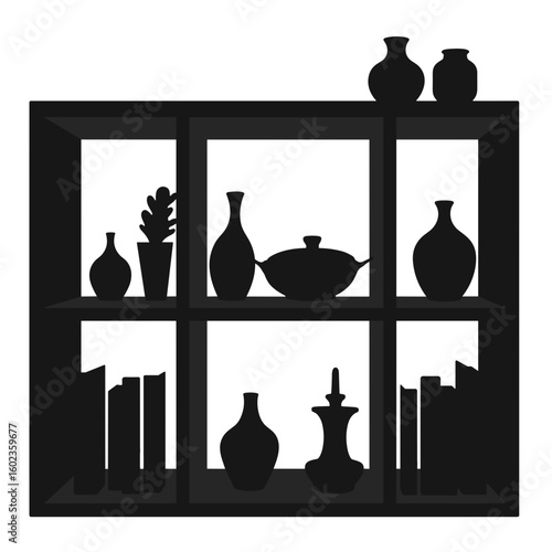 Silhouette bookshelf with decor – Minimalist storage solution, organization