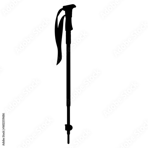 Silhouette of ultralight trekking pole against white background – Foldable gear for hiking stability