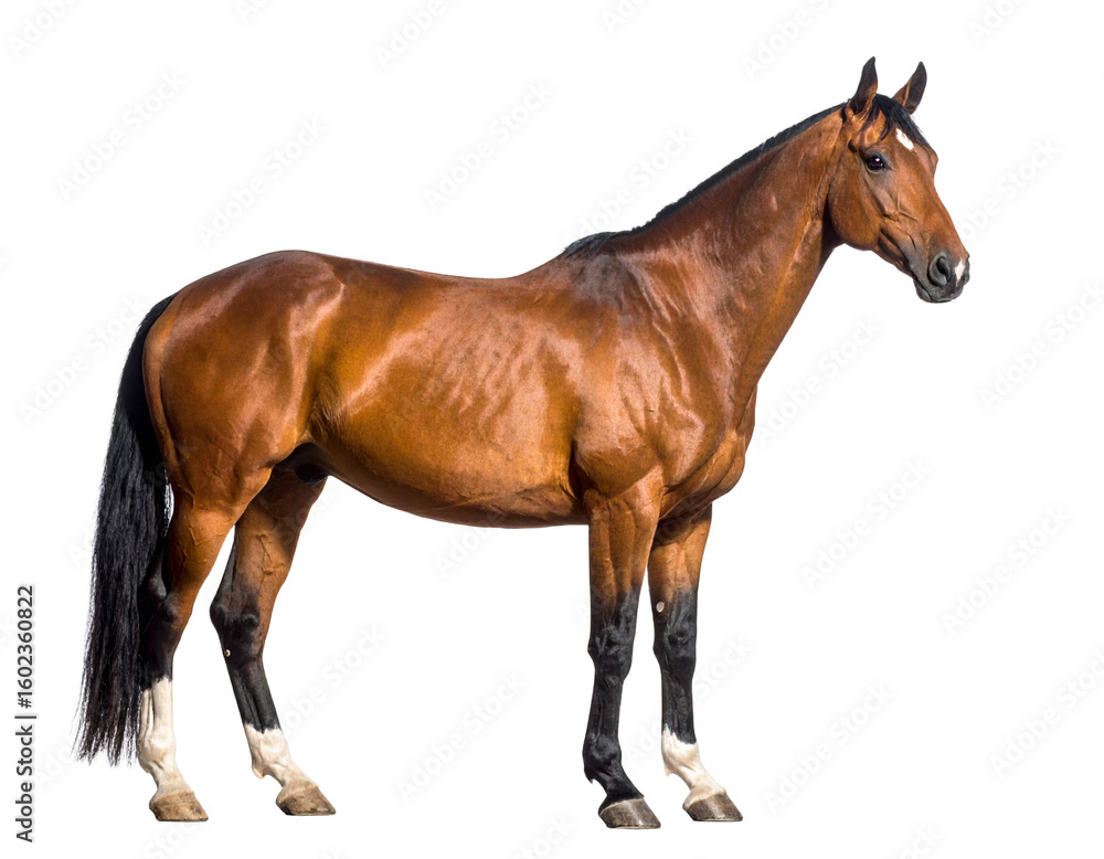 Fototapeta premium Brown Horse in Profile Isolated on White Background