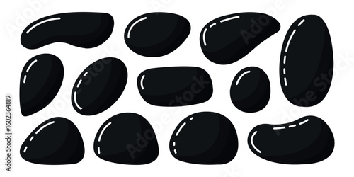 Organic shape round form set. Liquid organic blob
