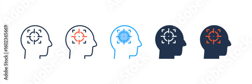 Concentration icon set multiple style collection