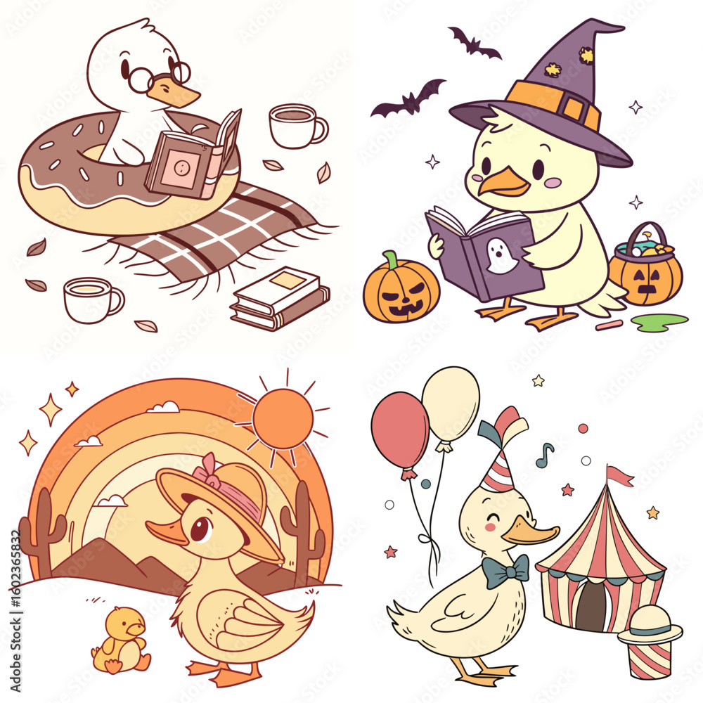 Fototapeta premium High-Quality ducks Illustrations in Various Styles – SVG Bundle