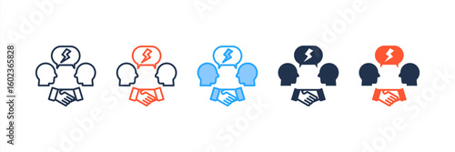 Conflict Resolution icon set multiple style collection