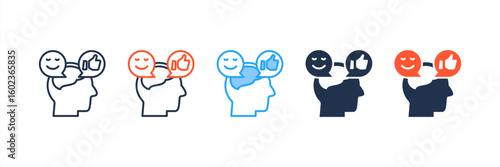 Good Attitude icon set multiple style collection