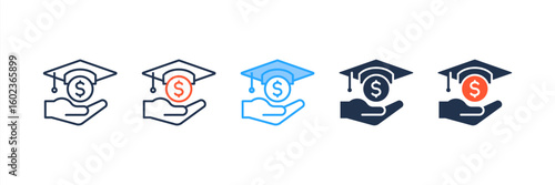 Financial Literacy icon set multiple style collection