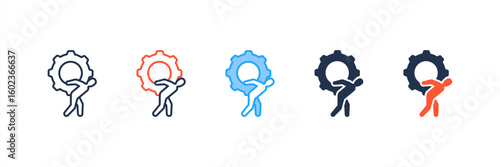 Hard Work icon set multiple style collection