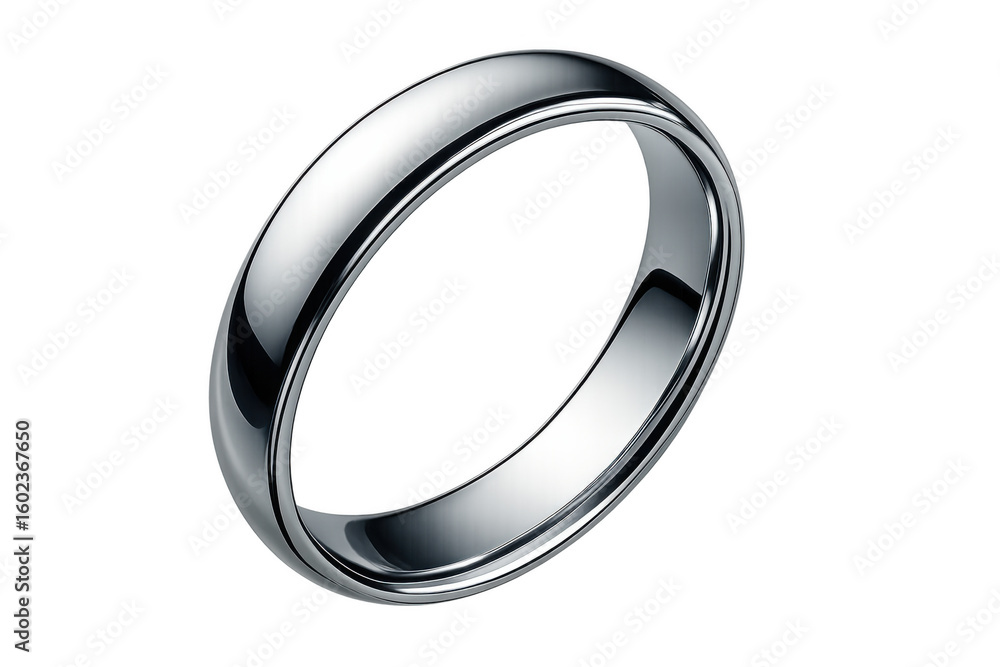 Obraz premium Classic silver wedding ring, gleaming on a transparent background, symbolizing commitment and everlasting love