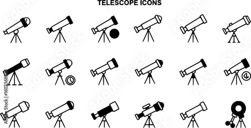 vector set of Telescope Icon, Telescope Icon Vector Design Template, telescope icon. Element of education icon for mobile concept and web apps. Thin line telescope icons can be used for web and mobile