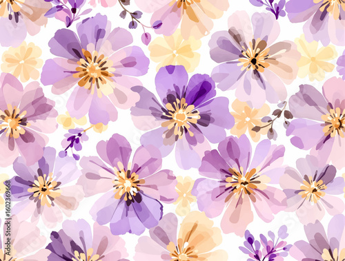 Cute feminine watercolor seamless pattern with wildflowers.hand drawn, not AI