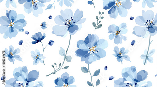 Cute feminine watercolor seamless pattern with wildflowers.hand drawn, not AI