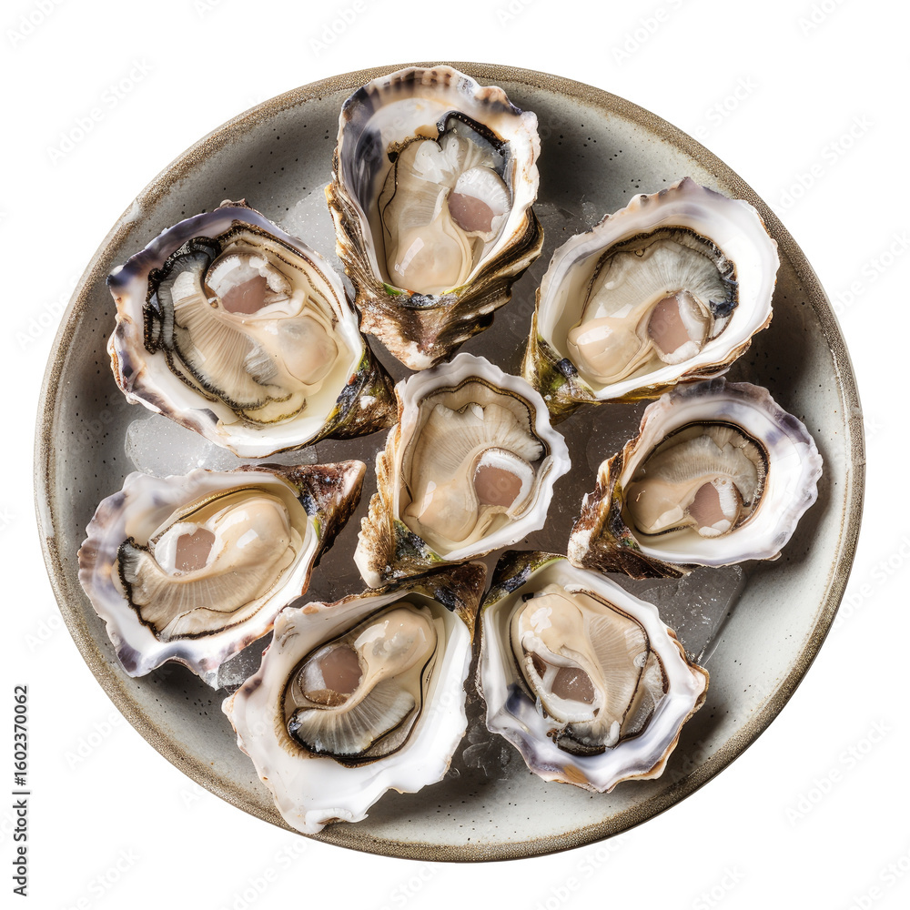 Naklejka premium Fresh oysters on a plate