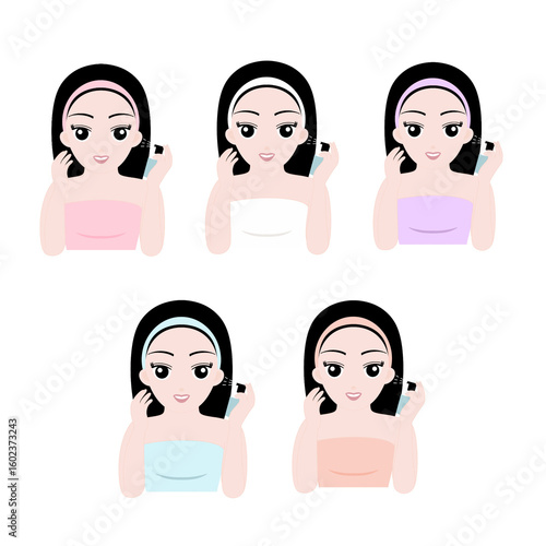 Young Woman Applying Skincare Product or Makeup