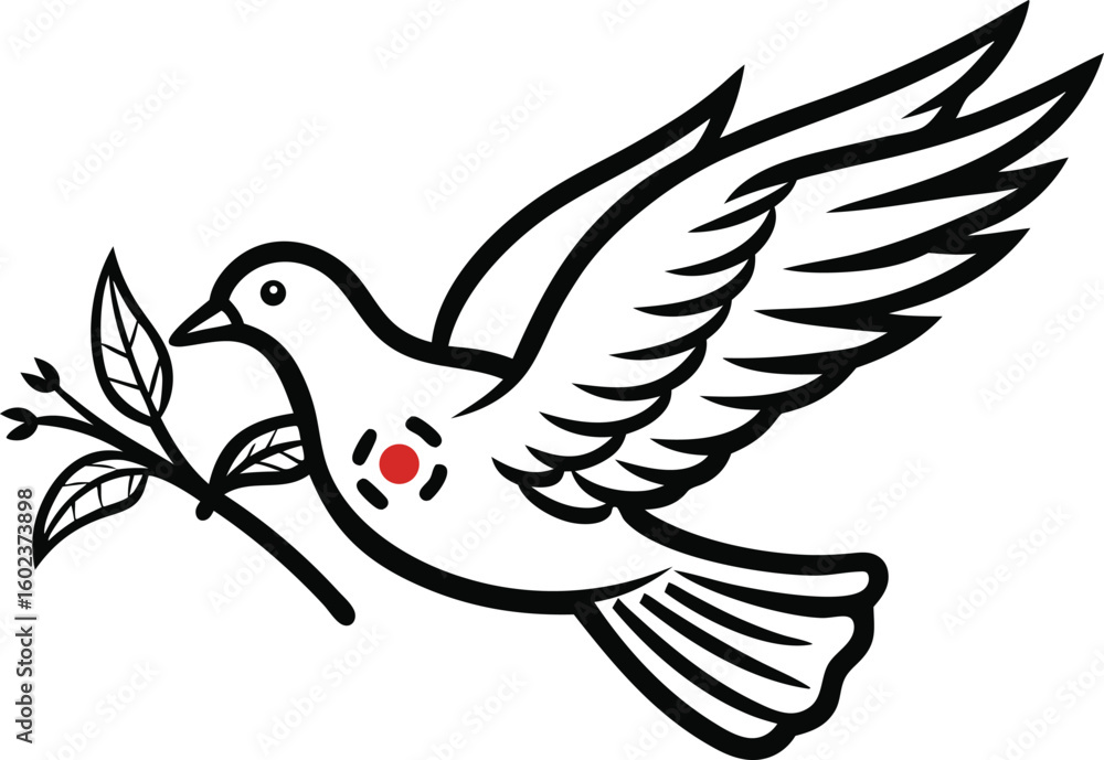 Obraz premium Dove with Olive Branch Symbolizing Peace and Hope in a Minimalist Design