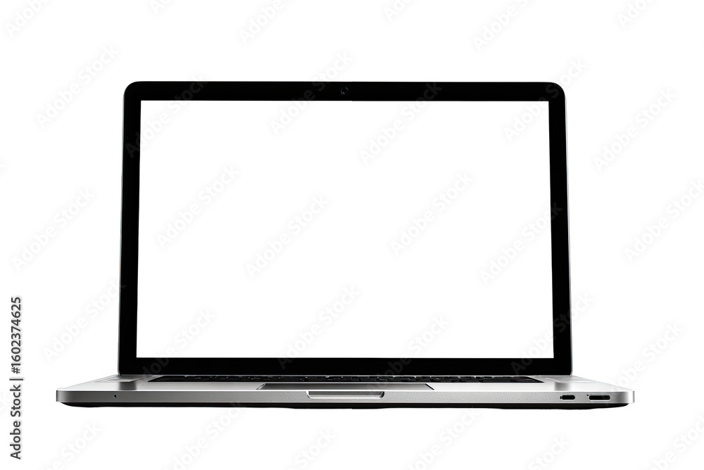 Front view of a laptop computer with a blank screen Front view of a laptop computer with a blank screen
