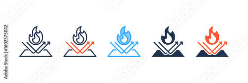 Fireproof icon set multiple style collection