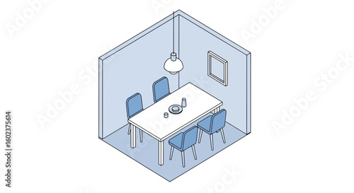 Dining room interior with table and chairs