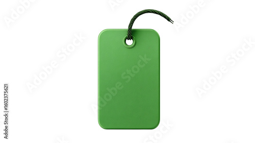 Green blank discount tag icon, 3D plastic style with flat body, isolated on transparent background 