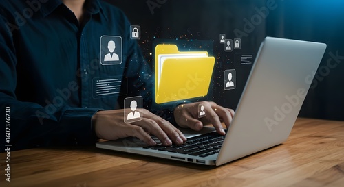 Wallpaper Mural Professional Organizing Files on Laptop, Office Environment, Digital Workflow Torontodigital.ca