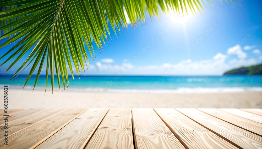 Fototapeta premium Tropical beach scene with wooden platform