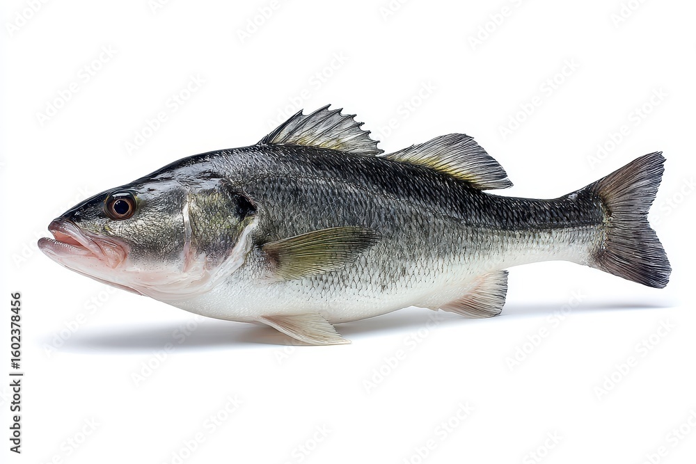 Obraz premium white background with isolated sea bass and clipping path