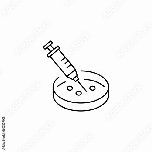 petri dish syringe icon sign vector