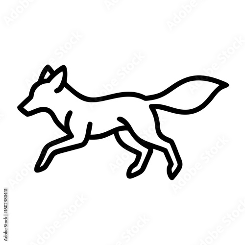 Outline of a fox walking in a minimalistic style  