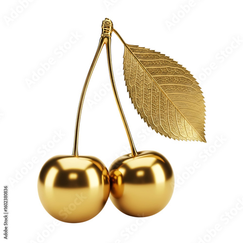 Wallpaper Mural Golden cherries with leaf isolated on transparent background Torontodigital.ca