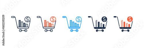 Stock Price icon set multiple style collection