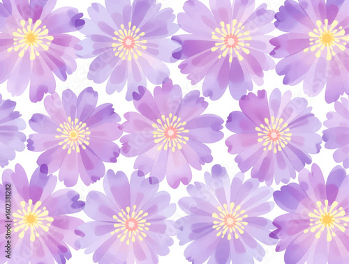 Seamless floral pattern, watercolor background pattern colorful flowers on white background	