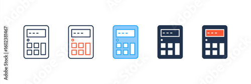 Calculator icon set multiple style collection