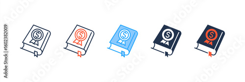 Accounting Book icon set multiple style collection