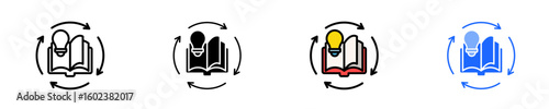 Continuous Learning  Icon Set Multiple Style Collection