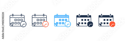 Schedule Planning icon set multiple style collection