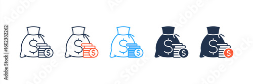 Budget icon set multiple style collection