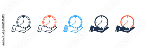 Time Saving icon set multiple style collection