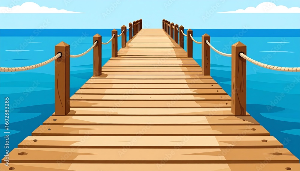 Obraz premium Wooden pier extending into a placid ocean