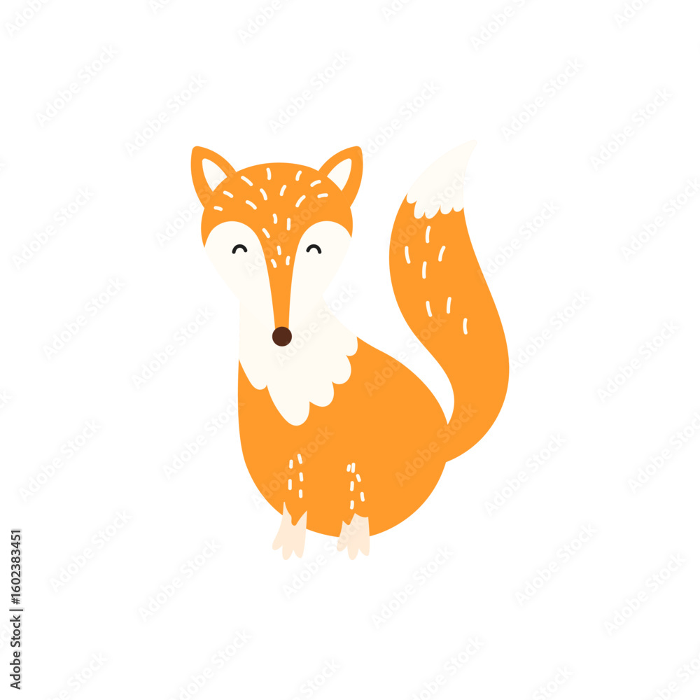 Obraz premium Cute vector illustration of a baby fox. Great for nursery designs, autumn themes, woodland animals collections, and kids products