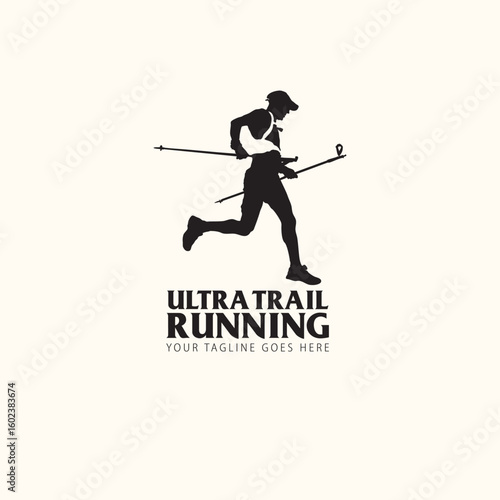 Ultra Trail running logo vector illustration on white background