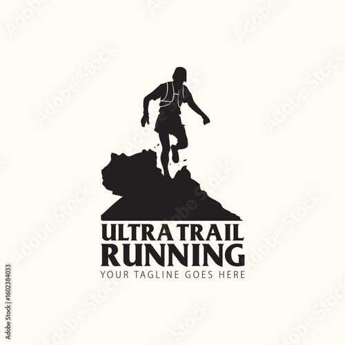 Ultra Trail running logo vector illustration on white background