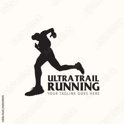 Ultra Trail running logo vector illustration on white background