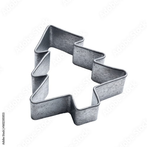 Christmas tree-shaped cookie cutter for holiday baking isolated on transparent background
